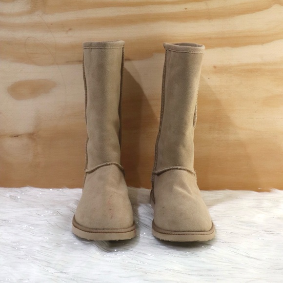 Old Navy Tan Winter Boots Suede Leather Size 5 - Picture 2 of 4